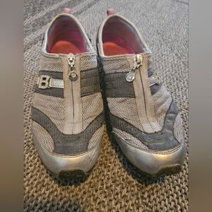 Rare - Zipper Front Silver and Pink Bebe Sneakers.